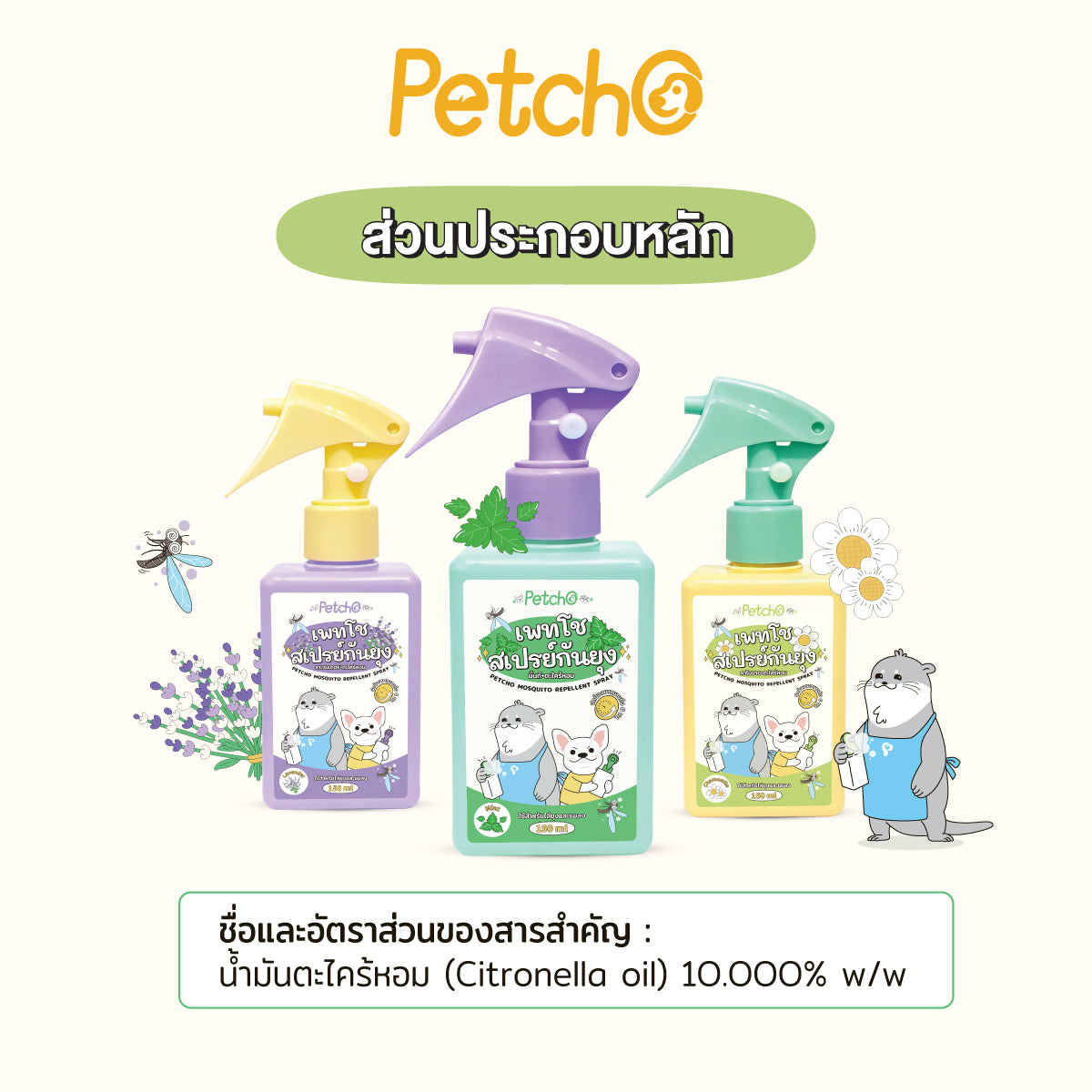 Petcho สเปรย์กันยุง สมุนไพรสกัด 150ml