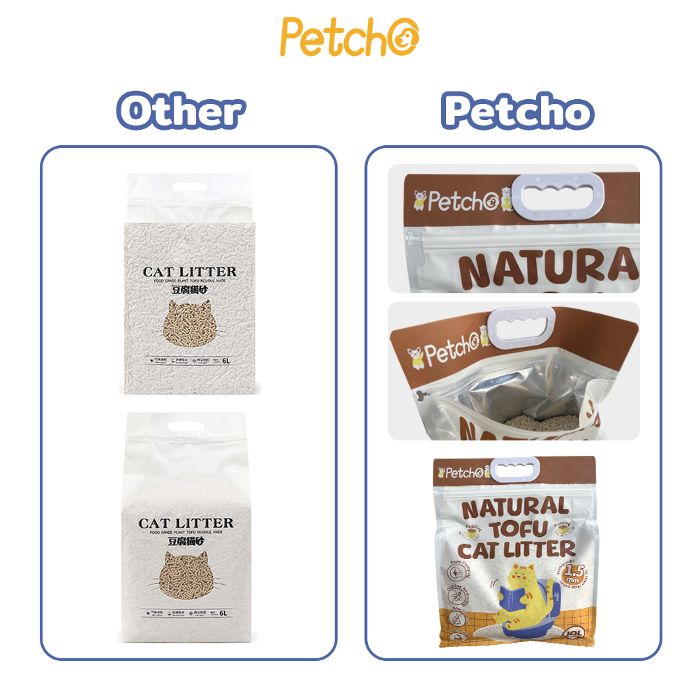 Petcho ทรายแมวเต้าหู้ถั่วลันเตา 1.5MM 10L/4.54KG