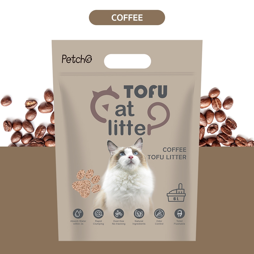 Petcho ทรายเแมวเต้าหู้ 2.0MM 6L/2.5KG