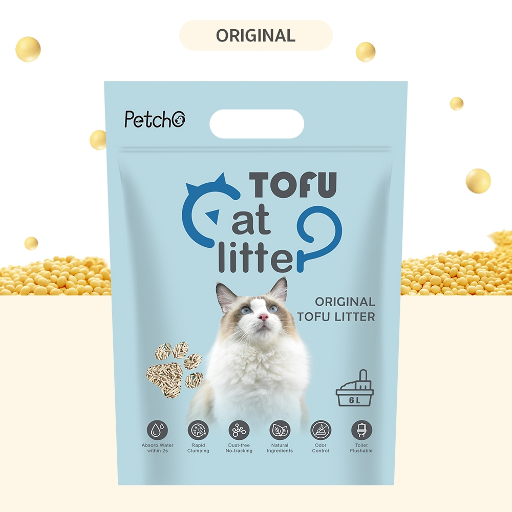 Petcho ทรายเแมวเต้าหู้ 2.0MM 6L/2.5KG