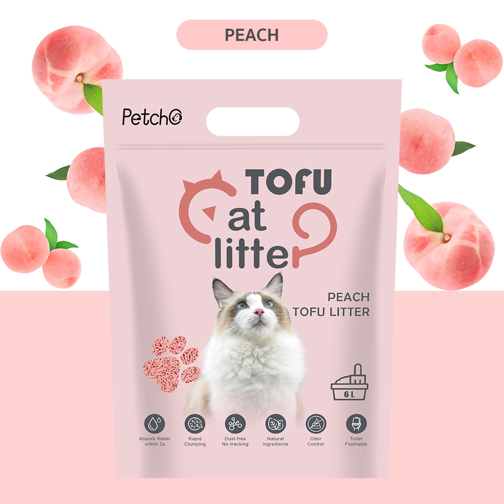 Petcho ทรายเแมวเต้าหู้ 2.0MM 6L/2.5KG