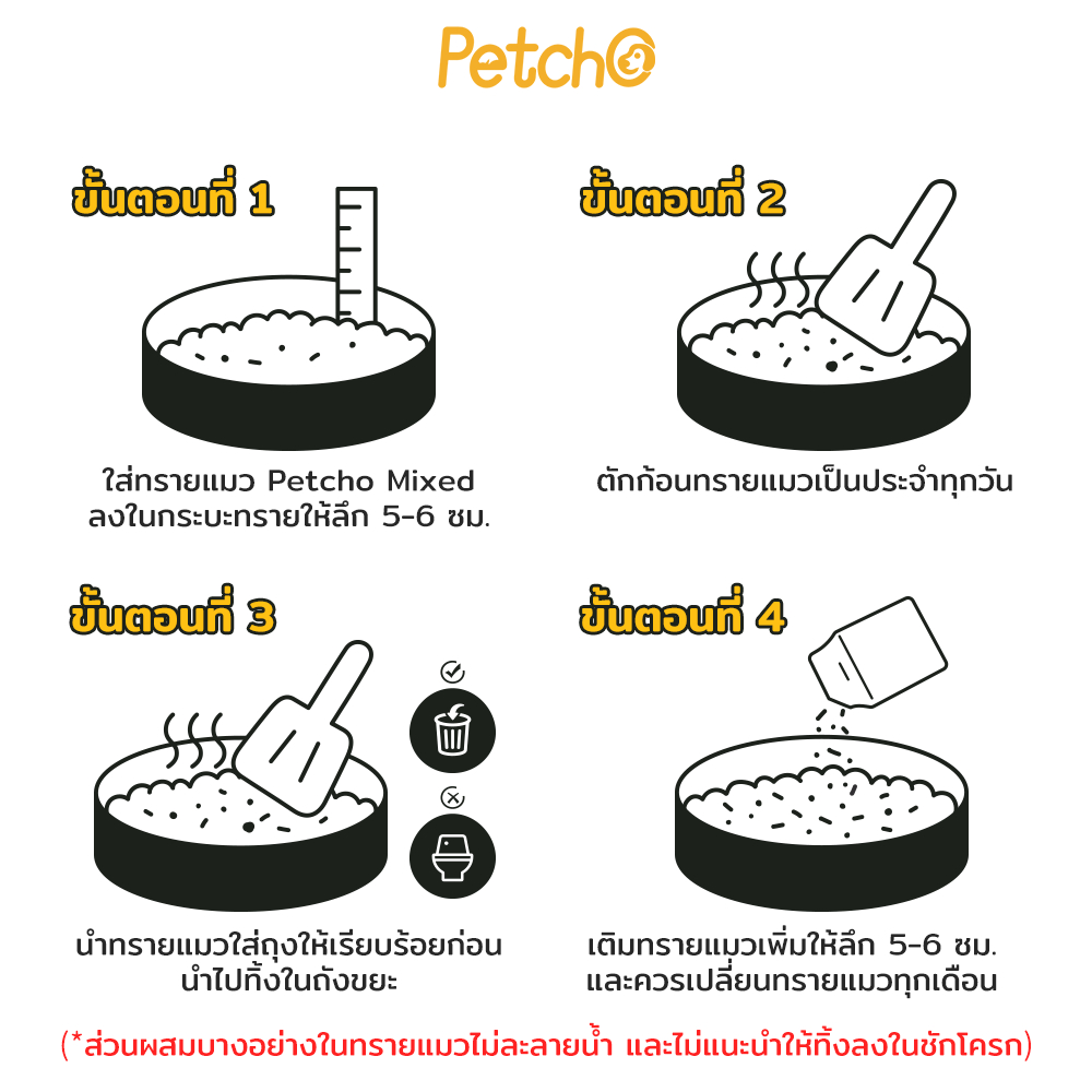 Petcho ทรายแมวผสม 6IN1 / 5IN1 / 4IN1 / CASSAVA  MIXED CAT LITTER 6L/2.5KG