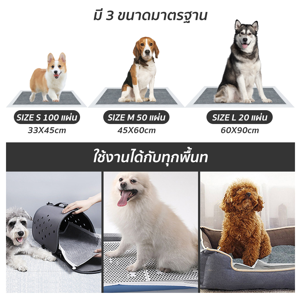 Petcho แผ่นฝึกขับถ่าย (ถ่านชาร์โคล) S/M/L