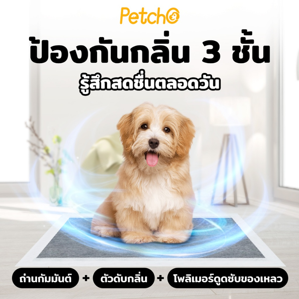 Petcho แผ่นฝึกขับถ่ายชาร์โคล รุ่นหนา 7 ชั้น S/M/L