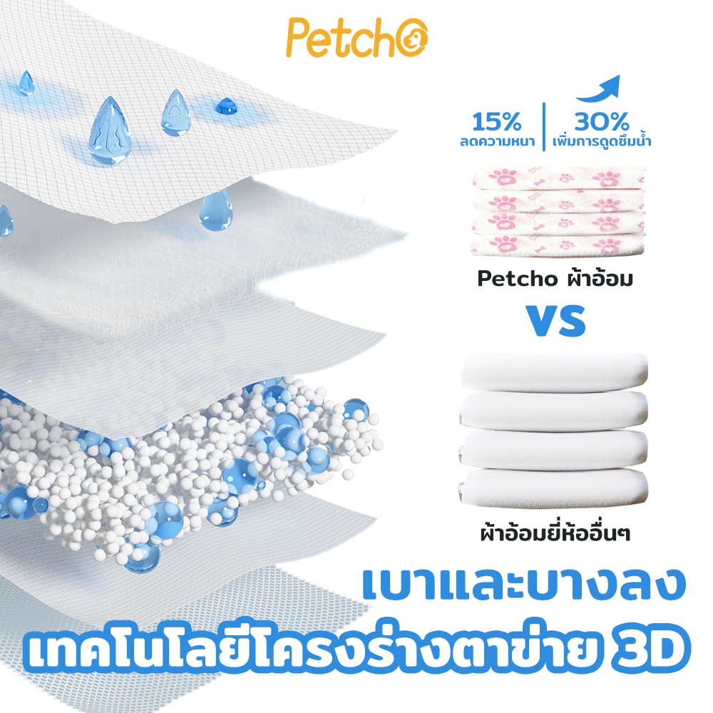 Petcho ผ้าอ้อมสุนัขเพศผู้แบบใช้แล้วทิ้ง XS-XL
