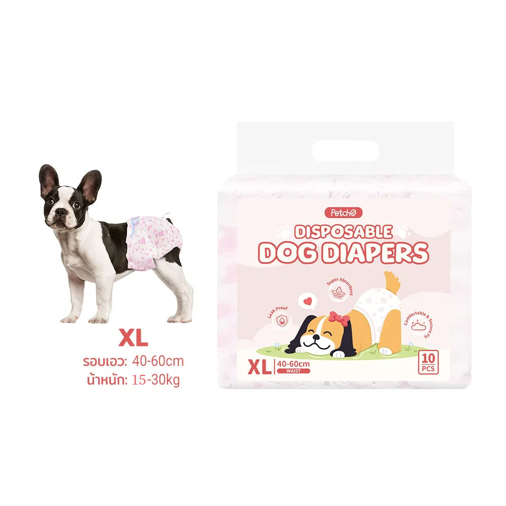 Petcho ผ้าอ้อมสุนัขเพศผู้แบบใช้แล้วทิ้ง XS-XL