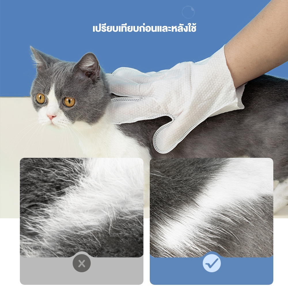 Petcho ถุงมืออาบนํ้าแห้งสําหรับสัตว์เลี้ยง 6/8/10pcs
