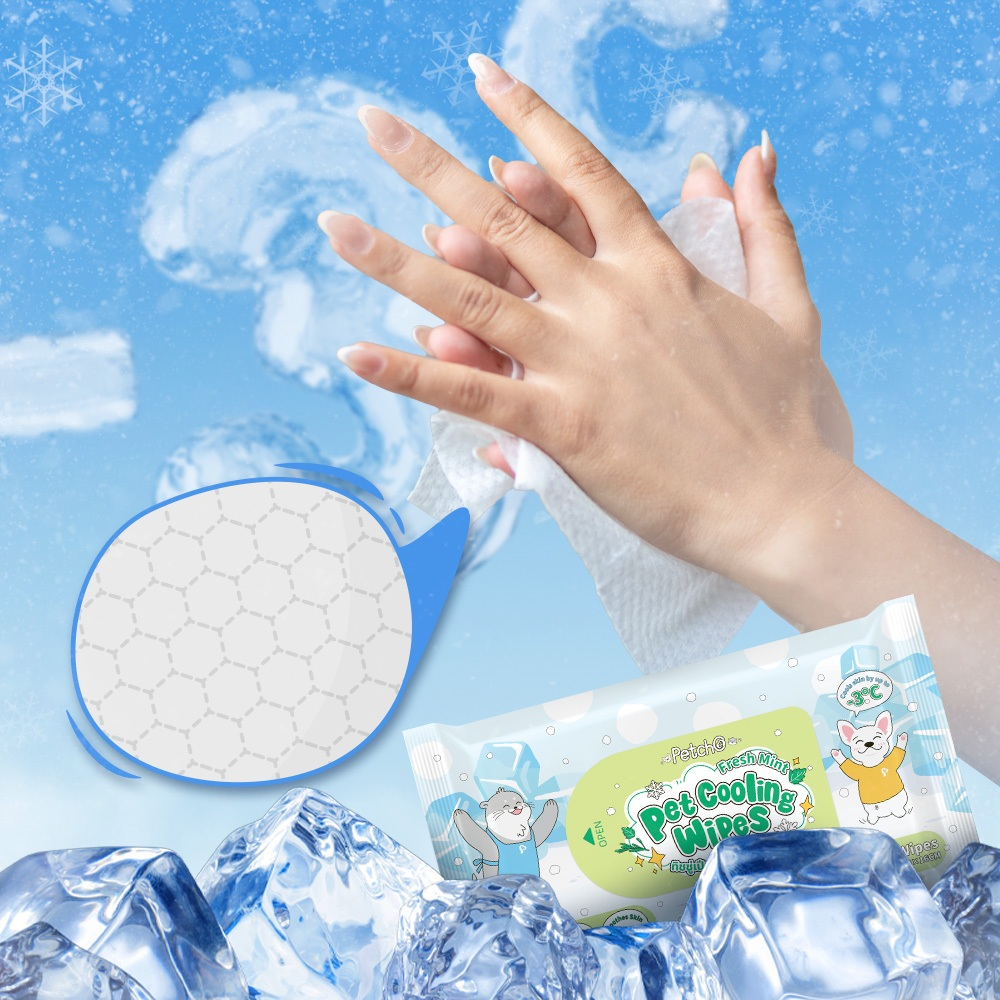 Petcho ทิชชู่เปียกสูตรเย็นสำหรับสัตว์เลี้ยง -3°C 10pcs/80pcs