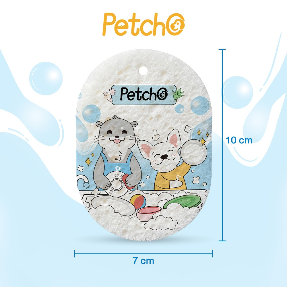 Petcho ฟองน้ำเยื่อไม้  มีสายคล้องให้  7 × 10 CM