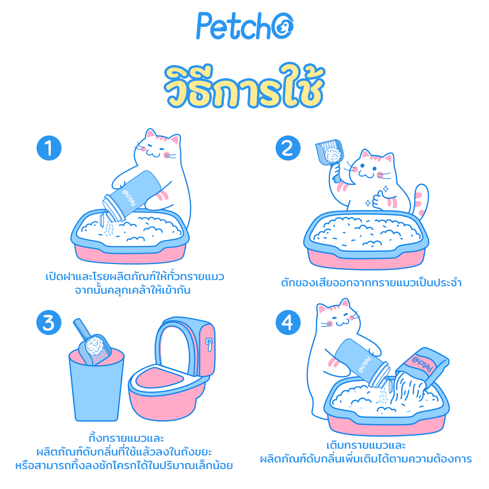 Petcho เม็ดดับกลิ่นทรายแมว 180g