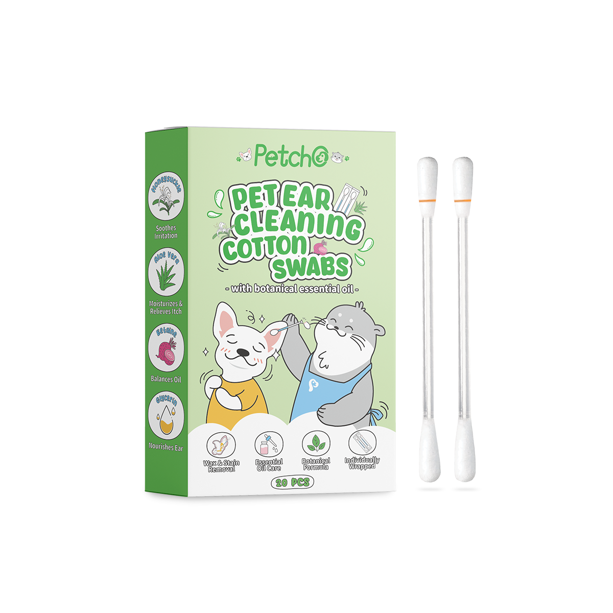 Petcho สำลีก้านเช็ดหูสัตว์เลี้ยง 20/50PCS
