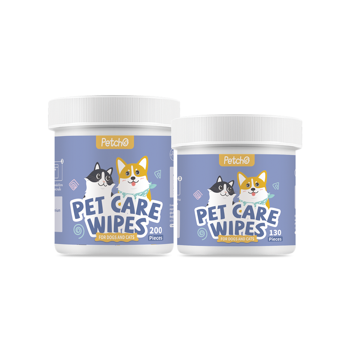 Petcho แผ่นเช็ดทําความสะอาดสัตว์เลียง 130/200pcs
