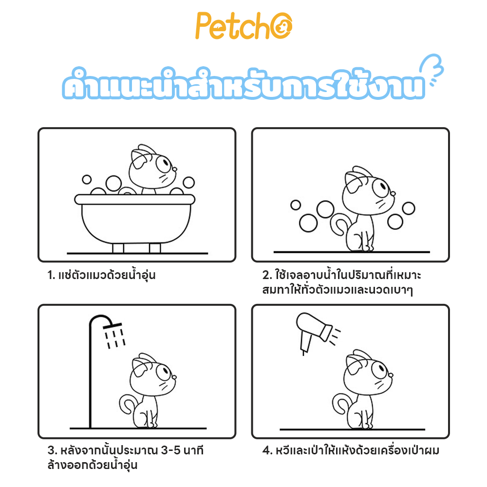 Petcho แชมพูแมว สกัดจากมิ้นต์ดำยุโรป 300ml