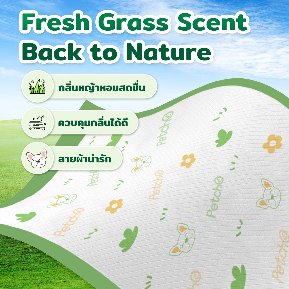 Petcho แผ่นฝึกขับถ่ายกลิ่นหญ้า S/M/L